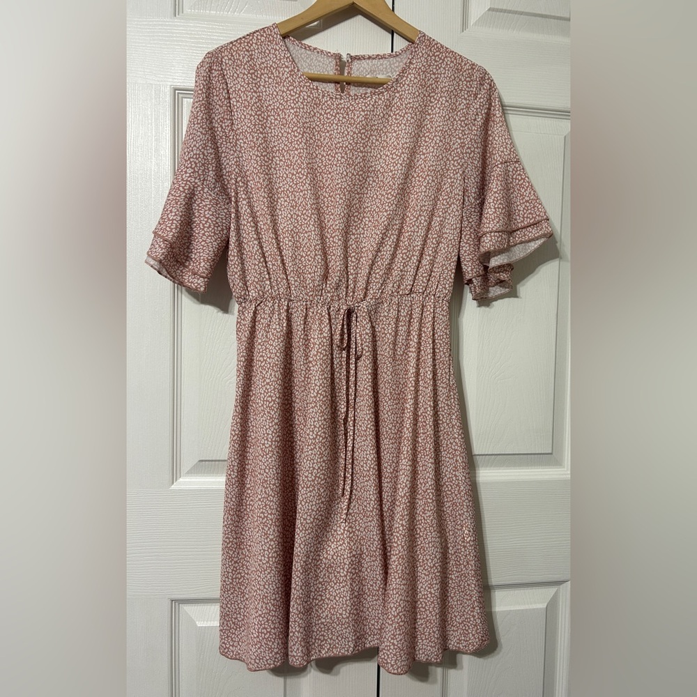 ANRABESS Taupe/Mauve Animal Print Dress Elastic Waist NWT Women’s Size S